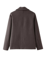Grey Notched Lapel Woolen Coat
