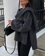 Asymmetric Scarf Detail Knitted Coat