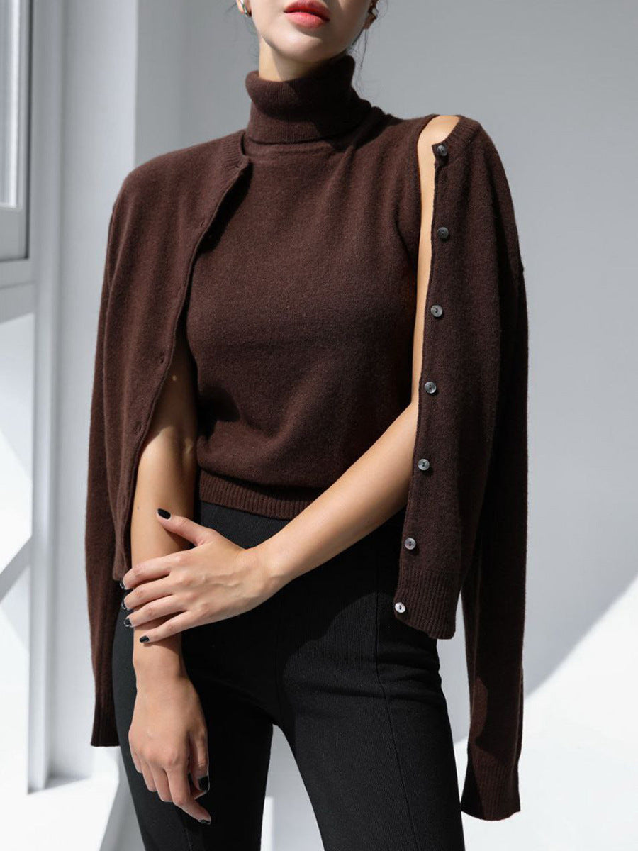 Turtleneck Sleeveless Vest Sweater