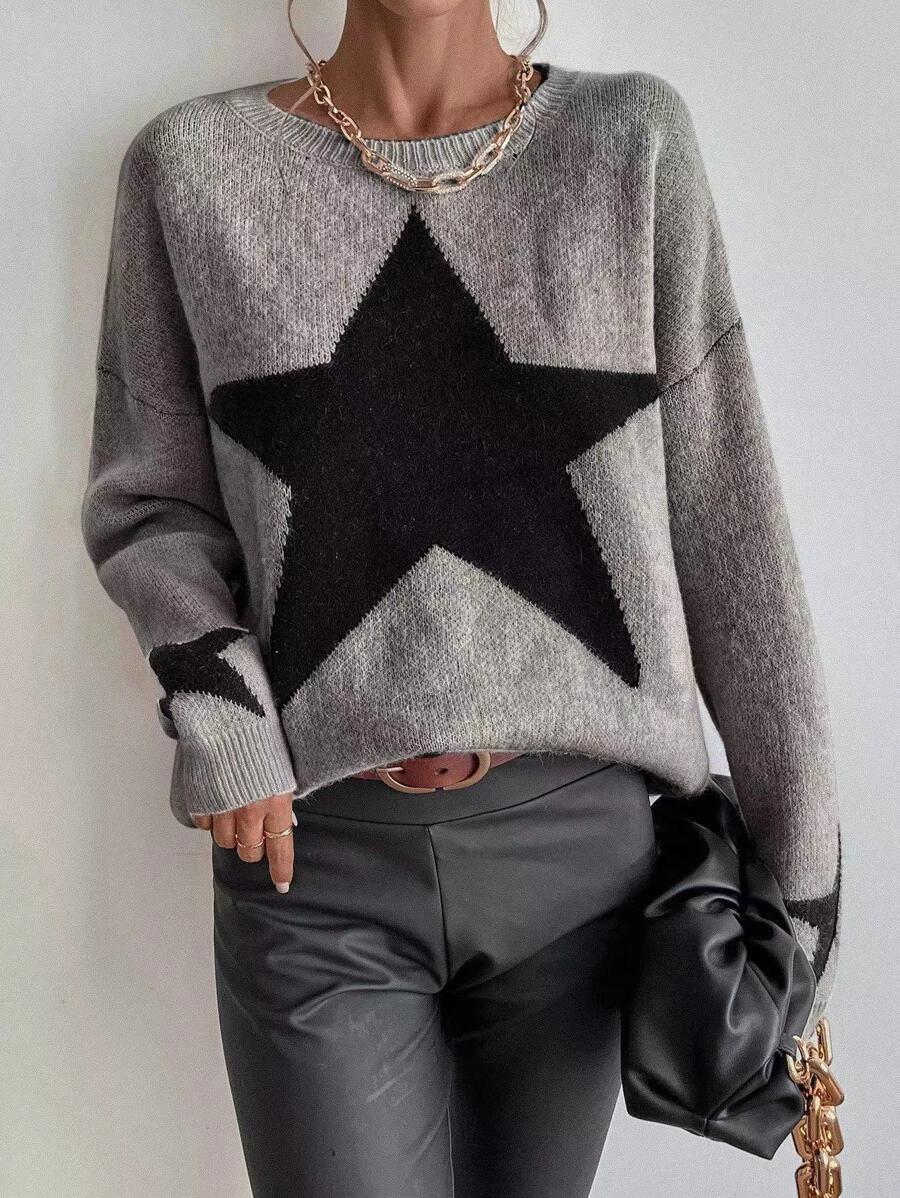 Star Print Pullover Knit Sweater