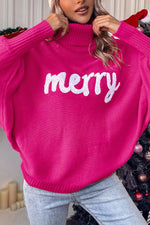 Merry Christmas Turtleneck Bat Sleeve Sweater