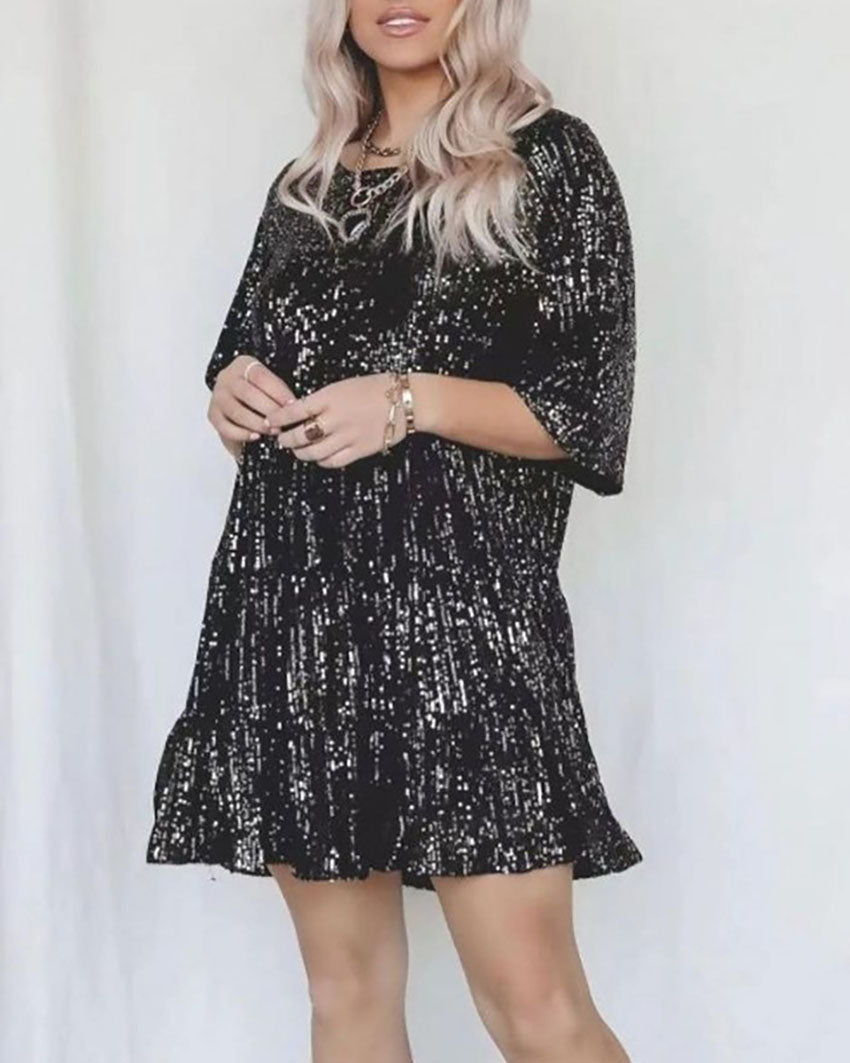 Sequin Loose Fit Mini Dress