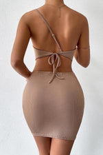 One shoulder Crop Top and Mini Skirt Matching Sets