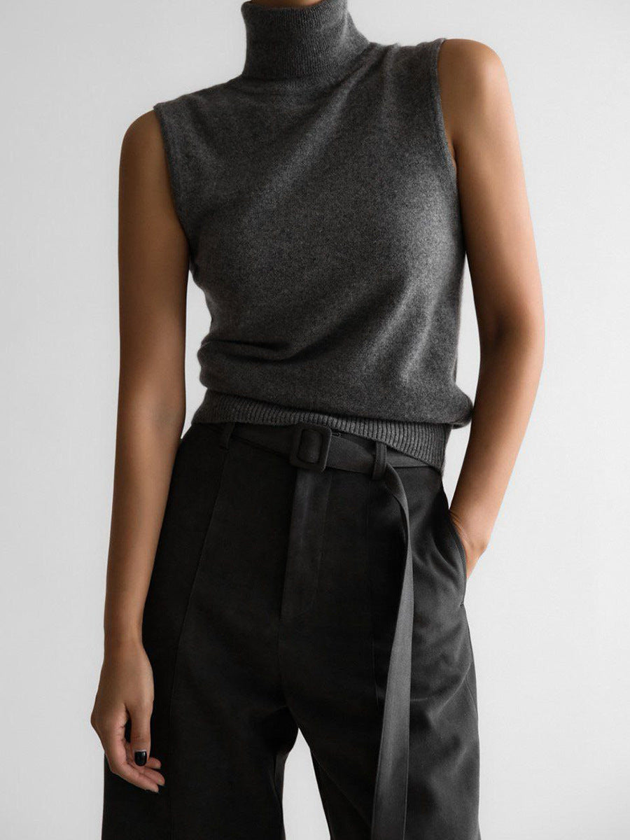 Turtleneck Sleeveless Vest Sweater