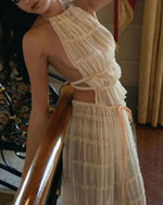 Ruched Textured Tank Top and Maxi Skirt Two Piece Suit