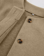Khaki Relaxed-fit Crop Wool Coat