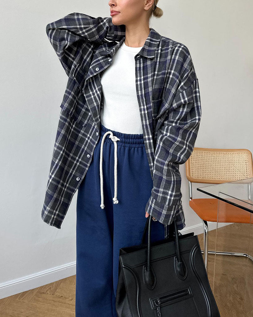 Plaid Print Long-line Shirt