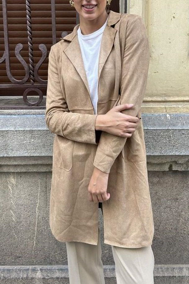 Casual Suede Trench Coat