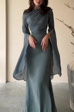 Mesh Bell sleeves Satin Maxi Dress