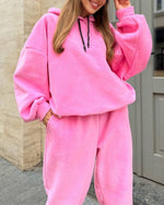 Casual Hooded Sweatshirt and Sweatpants Two Piece Set
