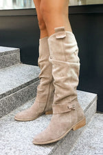Faux Seude Side Zip Knee-High Boots