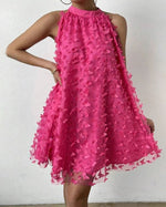 Butterfly Textured Halterneck Mini Dress
