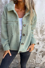 Faux Woolen Front Button Placket Coat