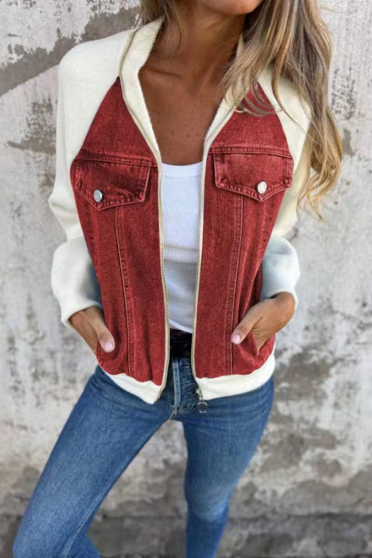 Casual Denim Paneled Jacket