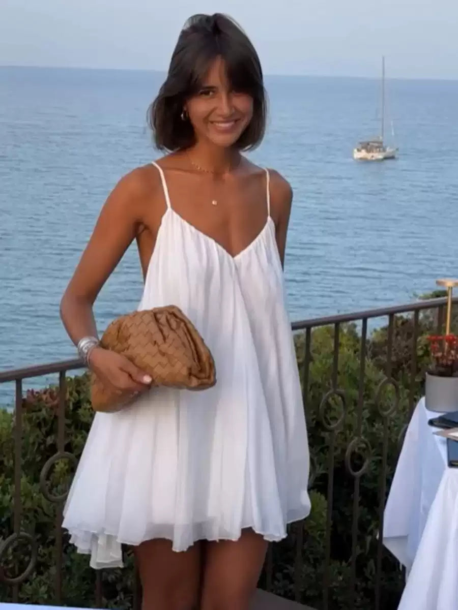 White Backless Slip Mini Dress