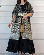 Gorgeous Bat Sleeve Cape Coat Dress Two Piece Suit