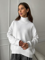 Solid Ribbed Edge Knit Pullover Sweater