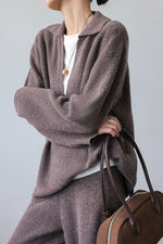 Thermal V-neck Knit Sweater and Pants Two-Piece Set