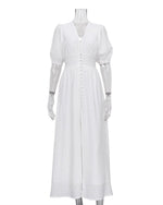 Elegant White Button Down Midi Dress