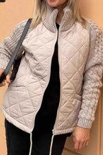 Cable Knit Sleeve Paneled Padded Jacket
