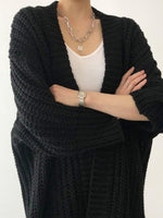 Chunky Ribbed Knit Long Cardigan