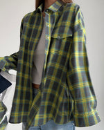 Retro Tartan Print Button Down Loose Shirt