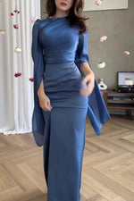 Mesh Bell sleeves Satin Maxi Dress