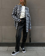 Plaid Print Long-line Shirt