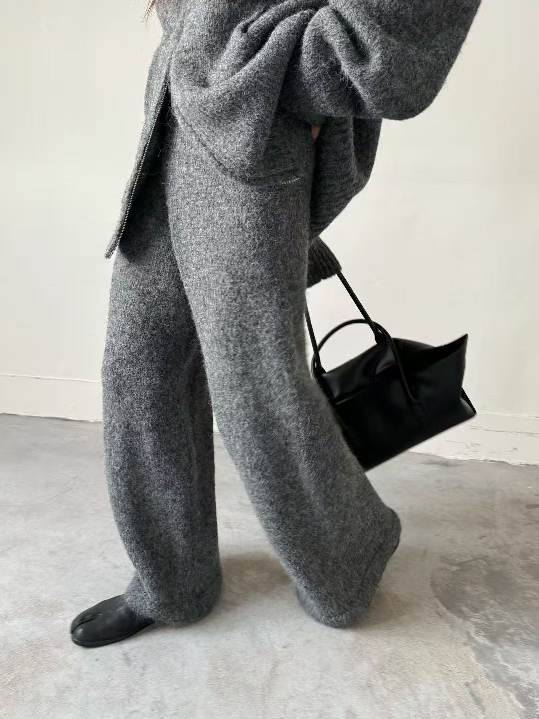 Thermal Hooded Cardigan and Pants Knit Two-Piece Set