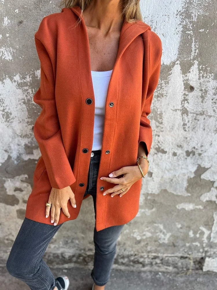 Casual Hooded Button Down Knit Cardigan Coat
