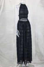 Ruched Textured Tank Top and Maxi Skirt Two Piece Suit