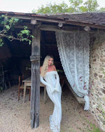 White Off-Shoulder Crochet Lace Midi Dress