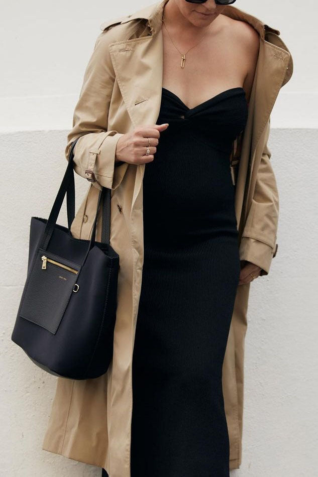 Twisted Front Bandeau Knitted Maxi Dress