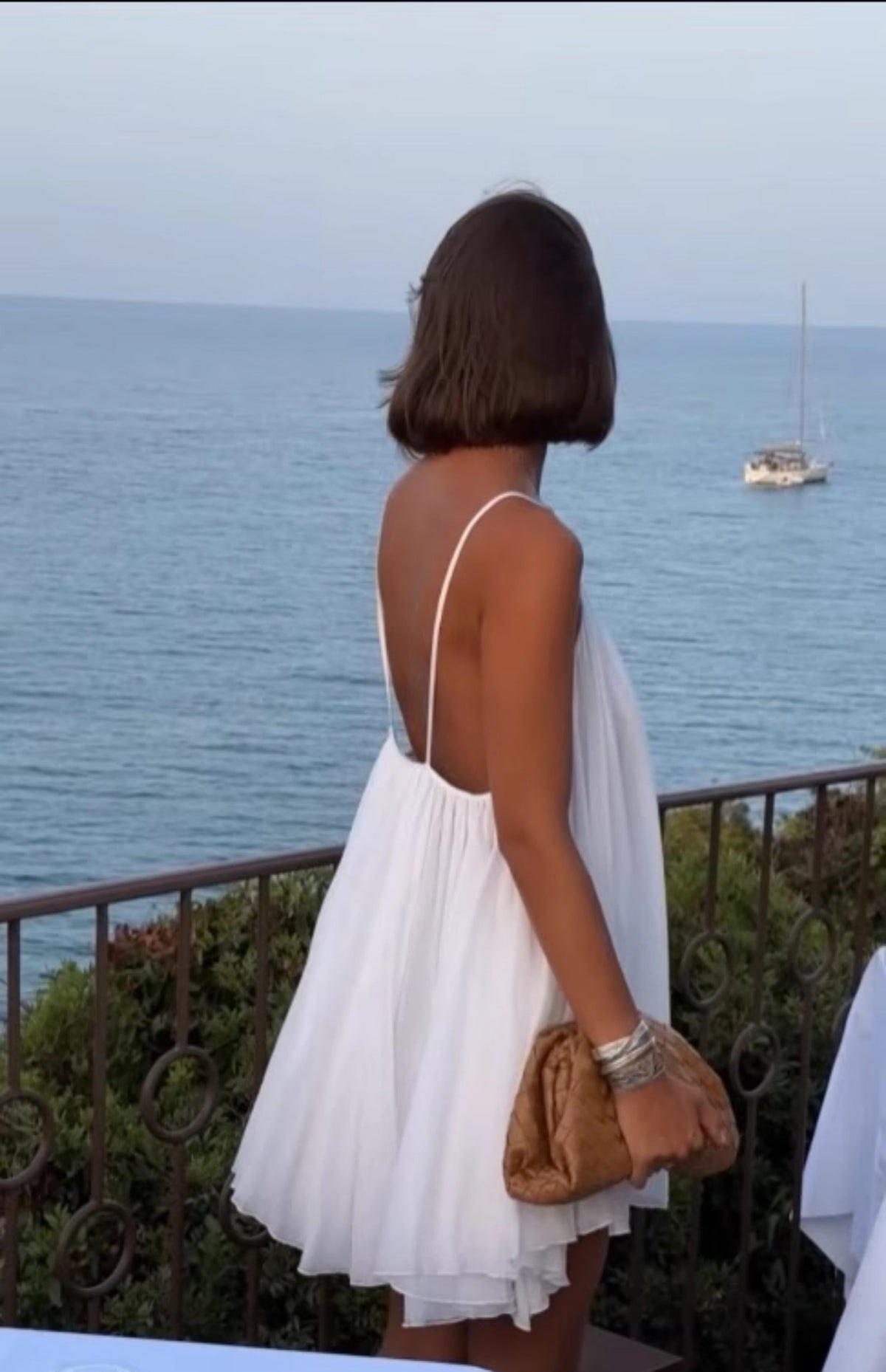 White Backless Slip Mini Dress