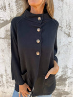 High Neck Button Placket Cardigan Jacket