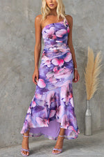 Tulip Floral One-shoulder Midi Dress