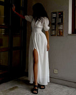 Elegant White Button Down Midi Dress