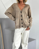 Distressed Front Button Down Cardigan
