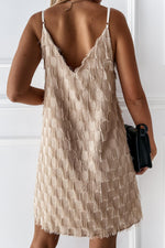 Casual Fringed Textured Mini Dress
