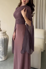 Mesh Bell sleeves Satin Maxi Dress