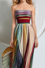 Rainbow Print Bandeau Maxi Dress
