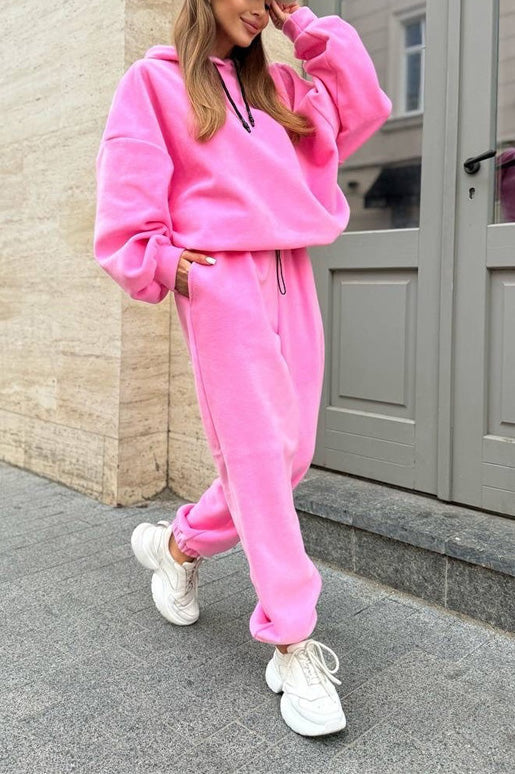 Casual Hooded Sweatshirt and Sweatpants Two Piece Set