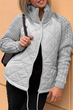 Cable Knit Sleeve Paneled Padded Jacket