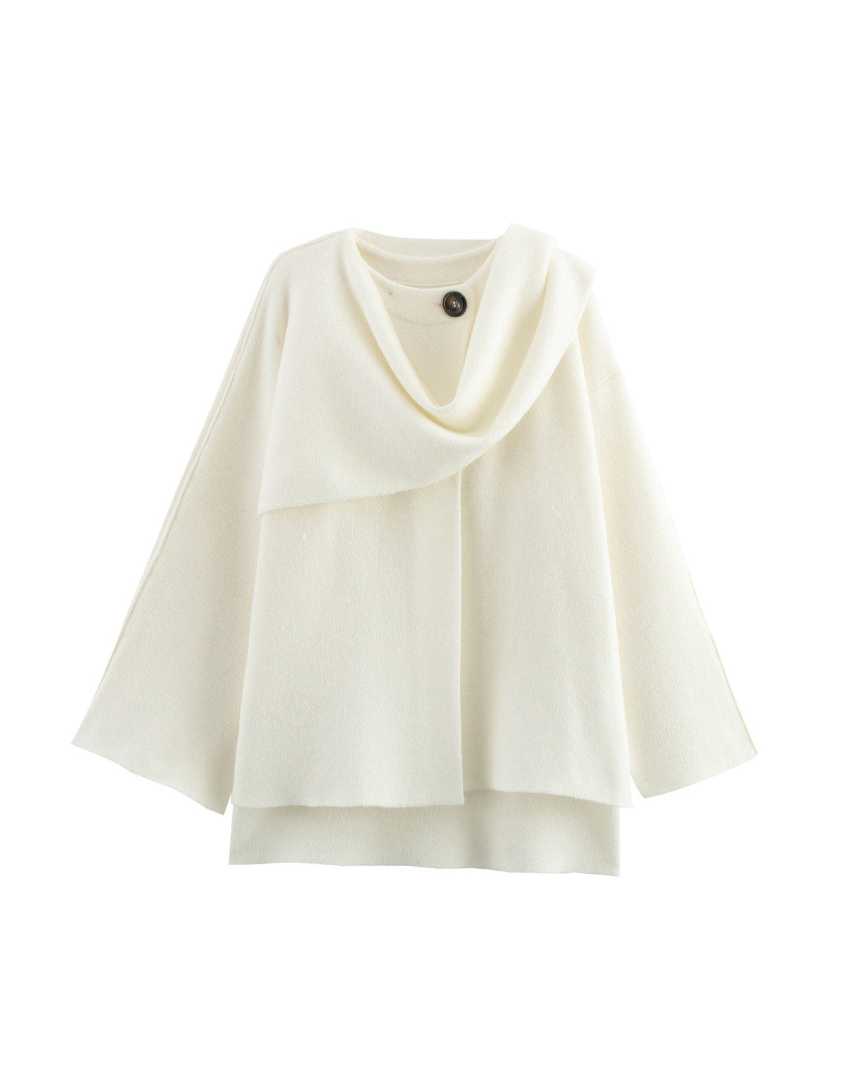 Asymmetric Scarf Detail Knitted Coat