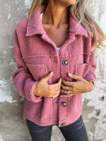 Faux Woolen Front Button Placket Coat