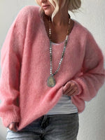Cozy V-Neck Long-Sleeved Knit Sweater
