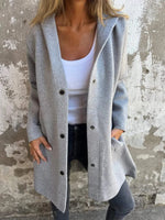 Casual Hooded Button Down Knit Cardigan Coat