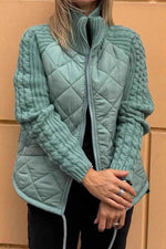 Cable Knit Sleeve Paneled Padded Jacket
