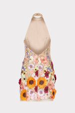 Embroidered Floral Halter Backless Mini dress