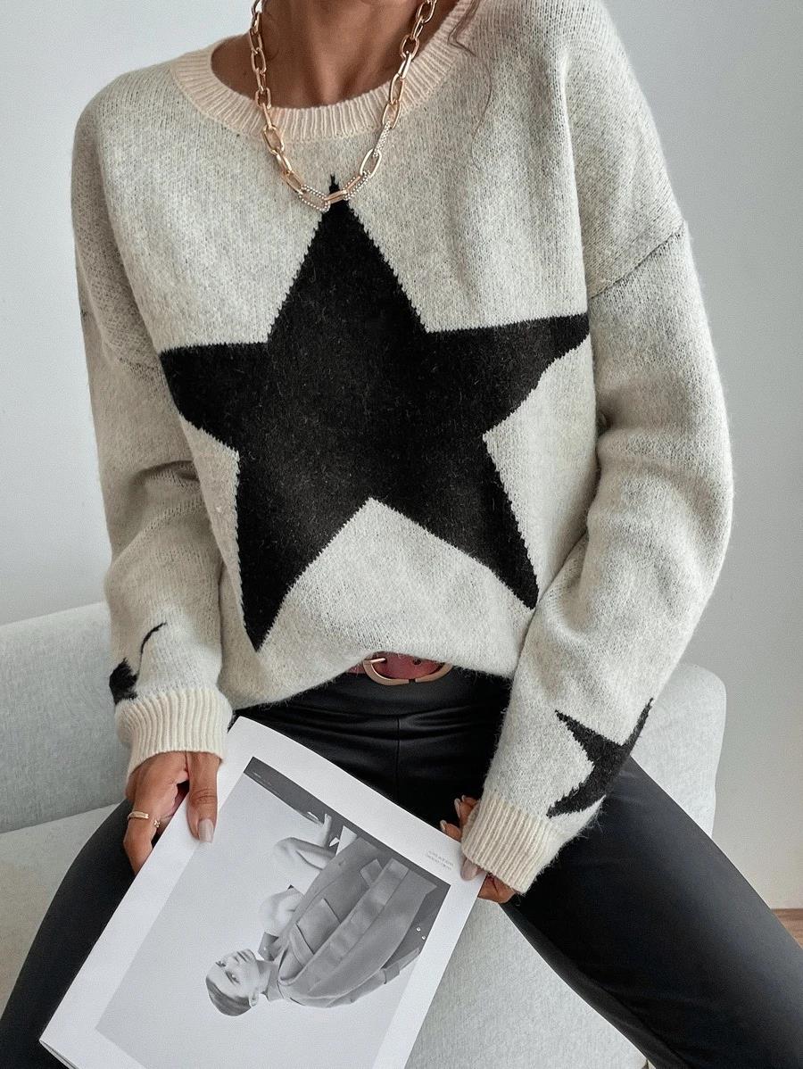 Star Print Pullover Knit Sweater